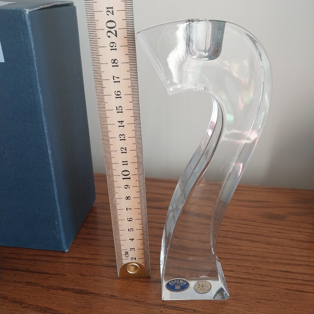 Two Bohemia Clear Crystal Candle Holders - Picture 13 of 16